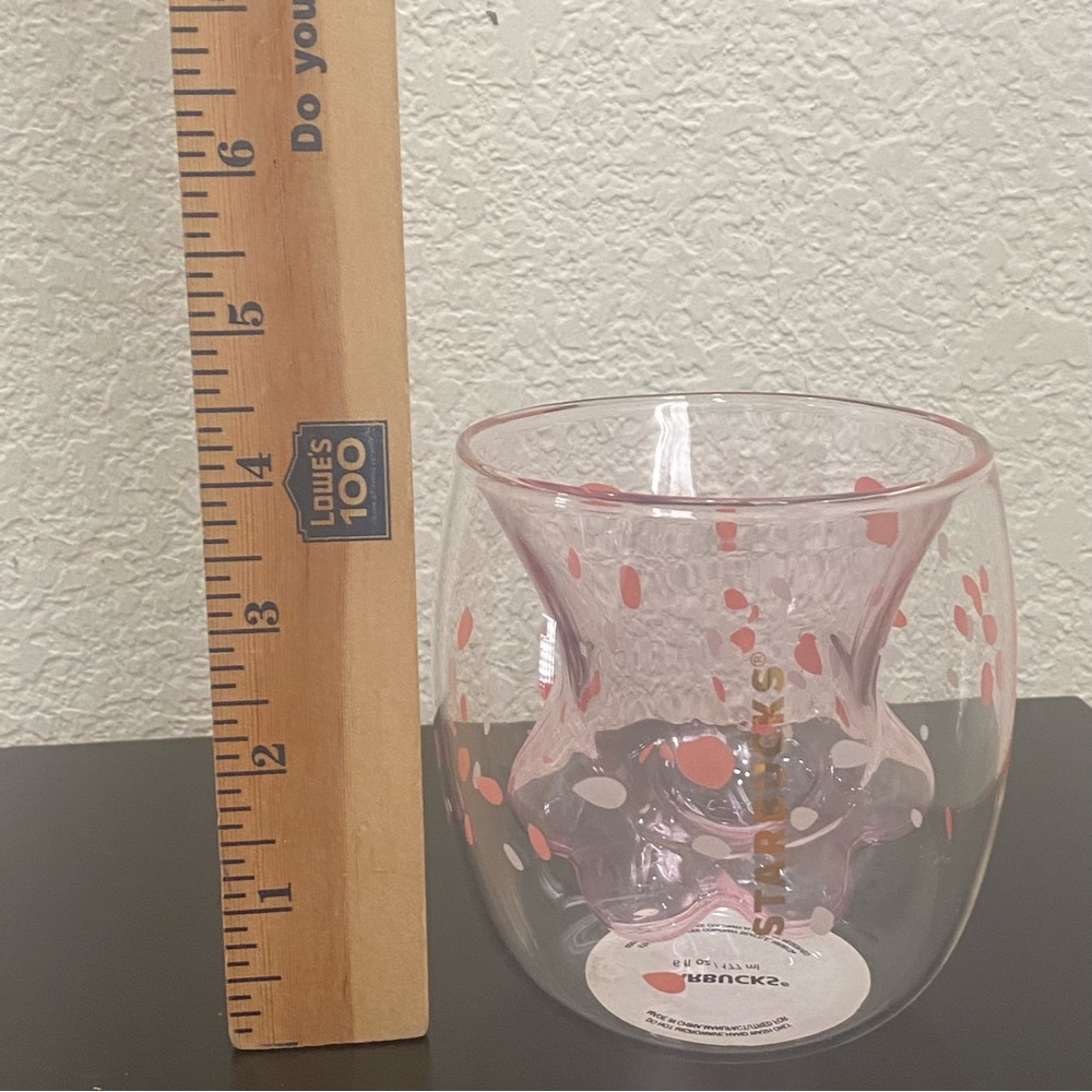 Rare STARBUCKS Glass Paw Pink Cherry Blossom Cup - Picture 4 of 16